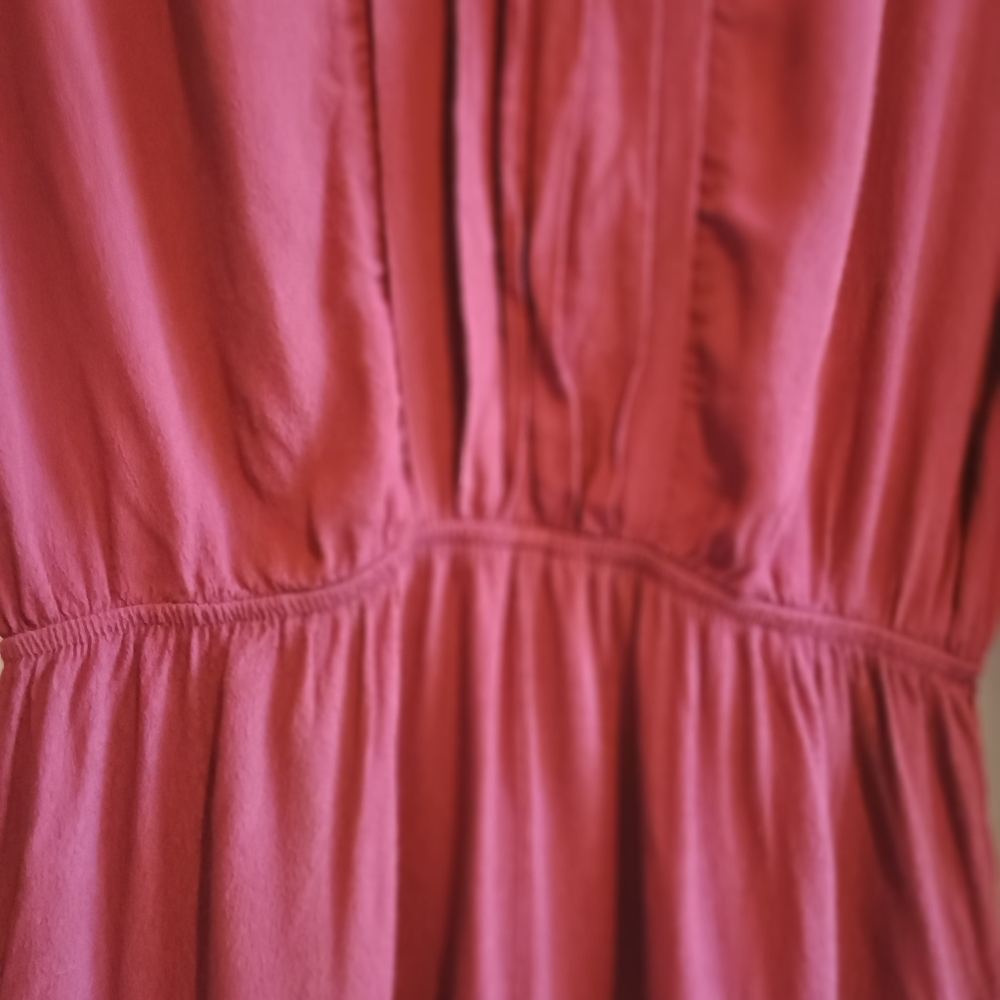 Very J Burgundy Romper M Long Sleeve Zip‎ Back Pockets Pleated Rayon Playsuit - Picture 9 of 14